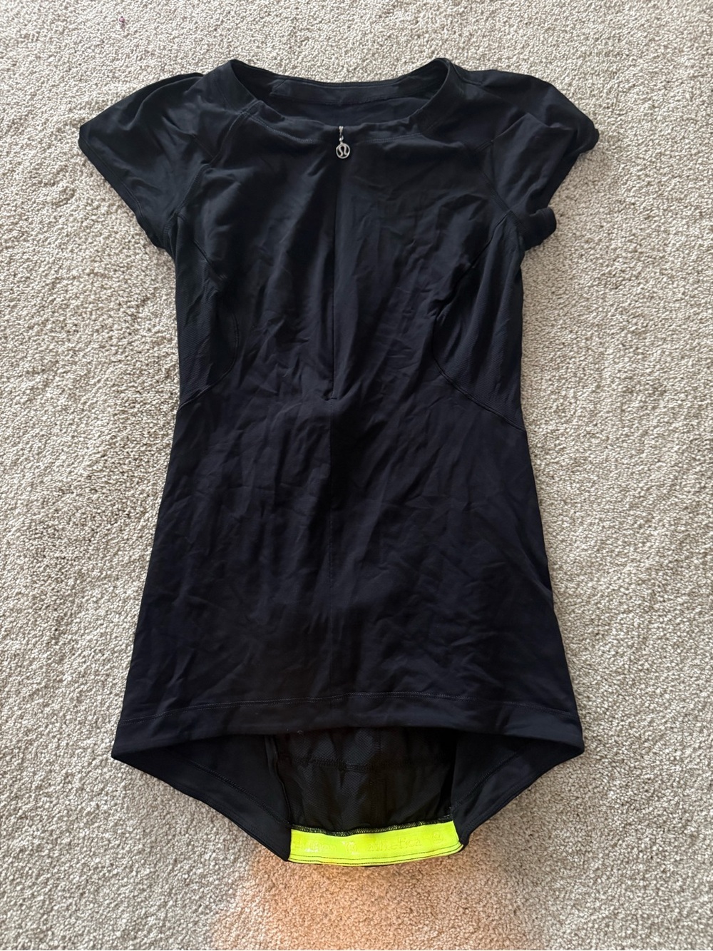 lululemon athletica Black Short Sleeve Cycling Jersey